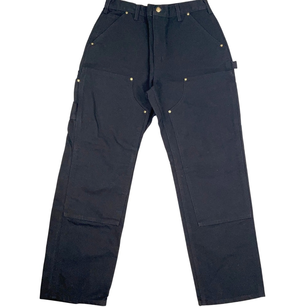 Carhartt B01 Work Pants Mens 34W 32L Black Double Front  USA B01-BLK‎